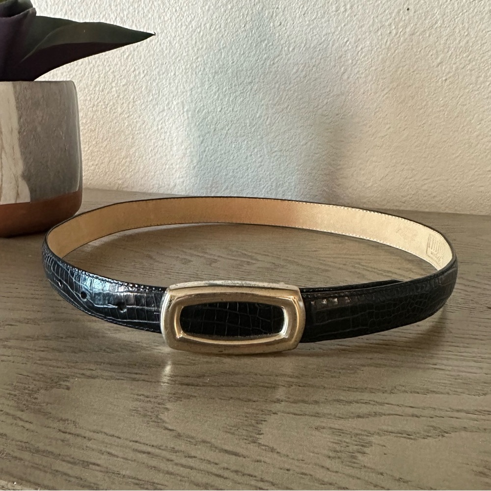 Brighton Classics Callaway Golf Black Crocodile Leather Belt Chrome Buckle M/30